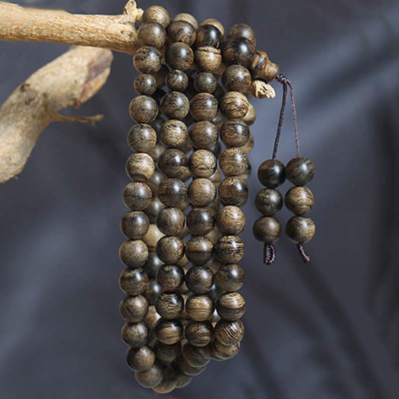 108 Mala Beads Natural Tarakan Agarwood Ward Off Evil Spirits Bracelet