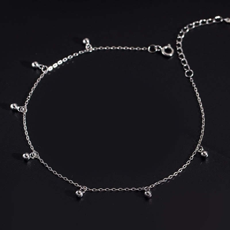 925 Sterling Silver Small Beads Charm Blessing Anklet