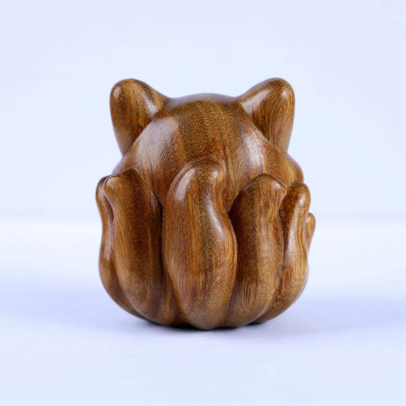 Mini Nine-Tailed Fox Ivory Fruit Sandalwood Green Sandalwood Blessing Decoration