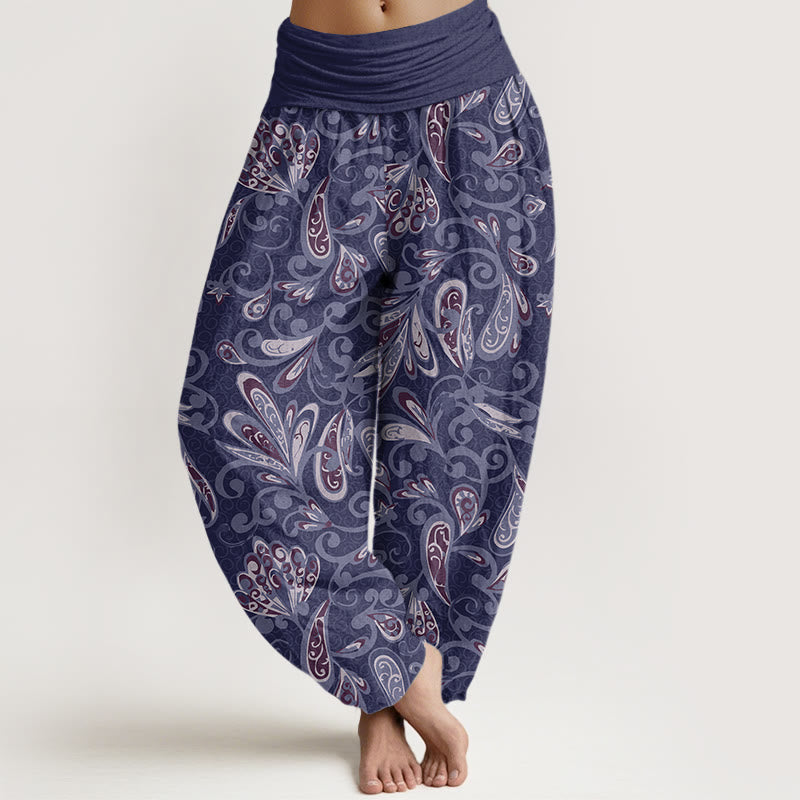 Casual Flower Petals Design Women's Elastic Waist Harem Pants