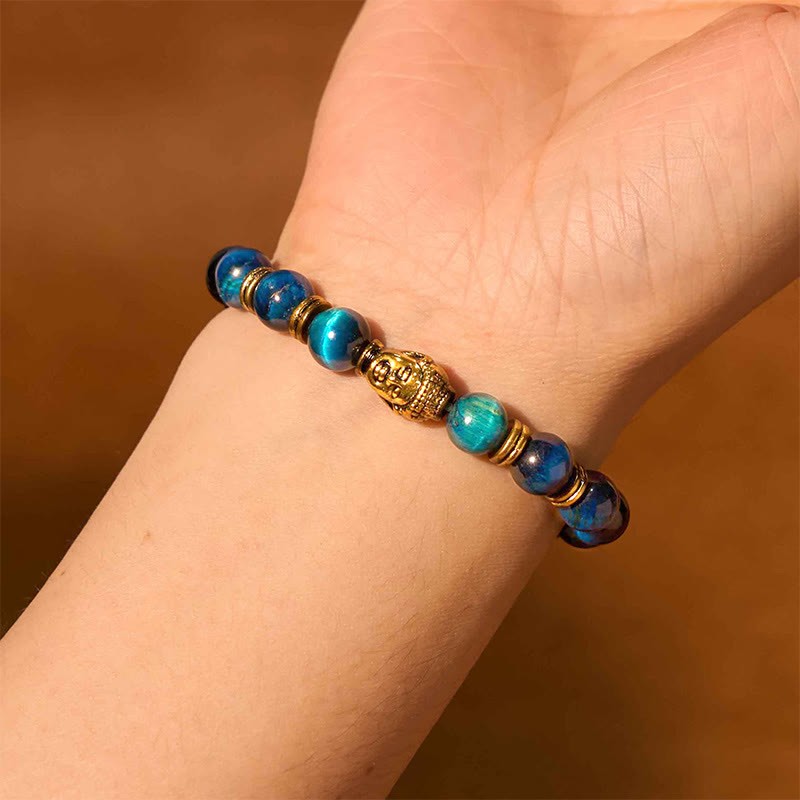 Blue Green Red Tiger Eye mystic zen Head Balance Bracelet