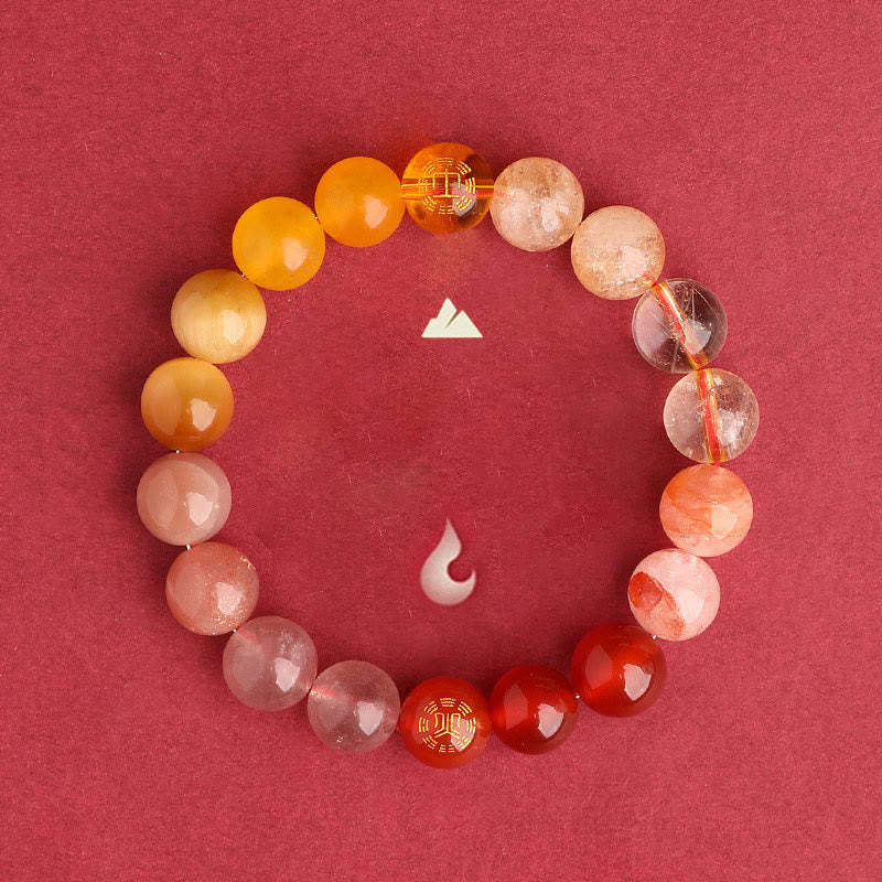 Five Elements Various Agate Crystal Black Onyx Green Chalcedony Aquamarine Wisdom Bracelet