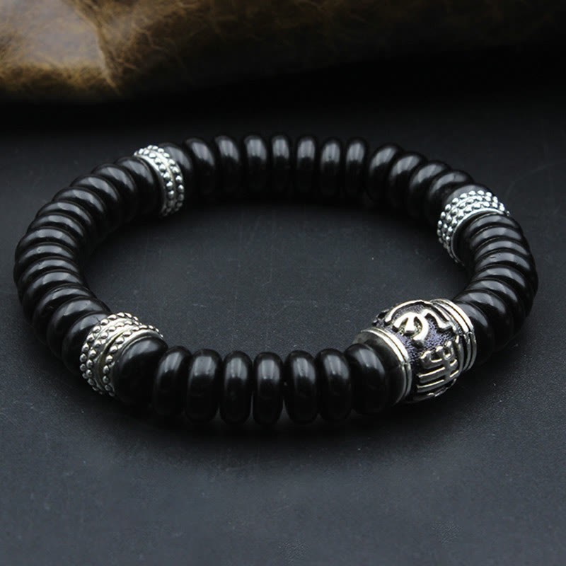 Natural Tibetan Coconut Shell Om Mani Padme Hum Positive Bracelet