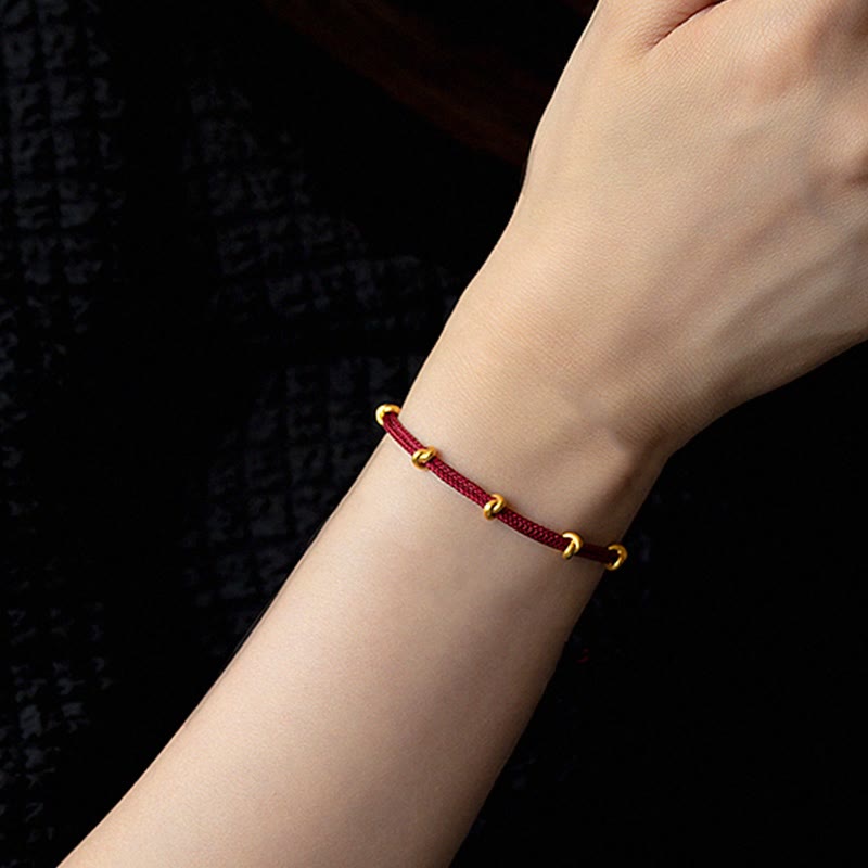 999 Gold Wish Knot Design Handmade Luck?Braided Rope Bracelet