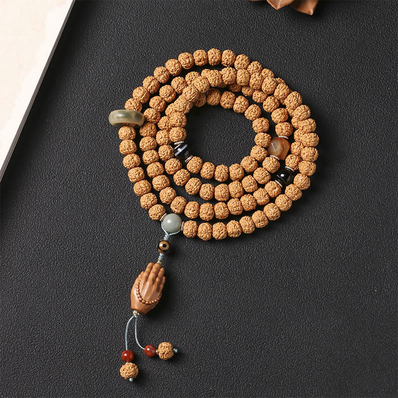 Bodhi Seed Three-eyed Dzi Bead mystic zen Hand Charm Wealth Bracelet