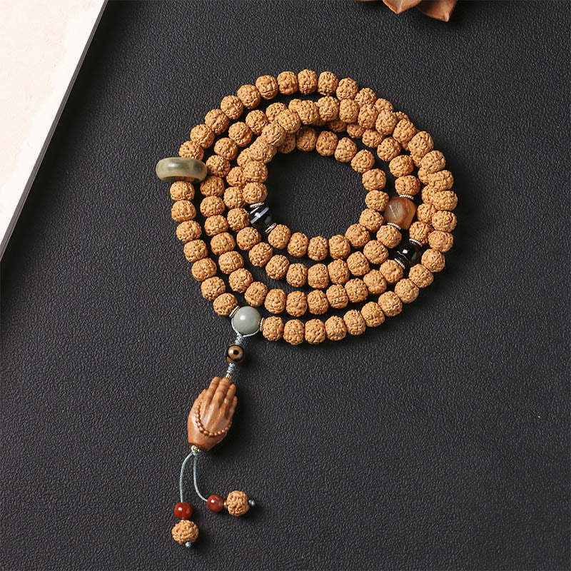 Bodhi Seed Three-eyed Dzi Bead mystic zen Hand Charm Wealth Bracelet