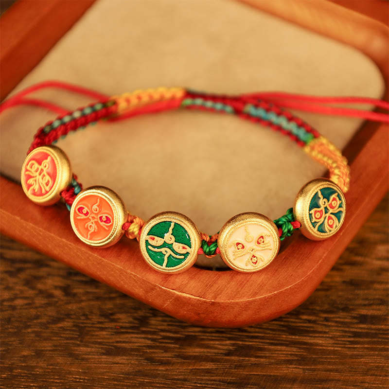 Tibetan Five God Of Wealth Colorful Rope Braided Luck Bracelet