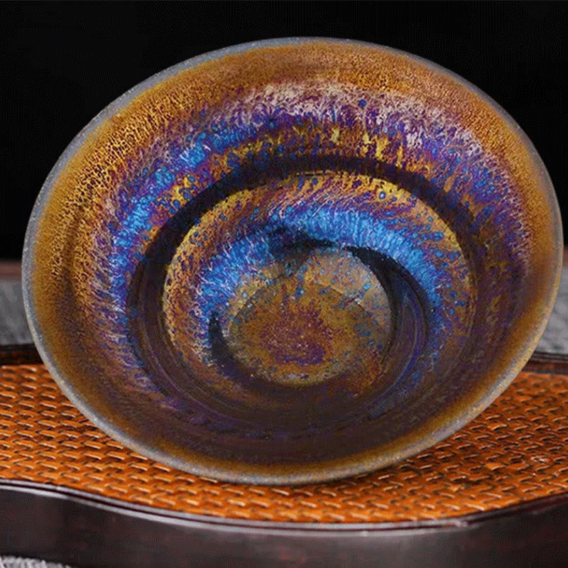 Chinese Jianzhan Colorful Milky Way Glaze Ceramic Teacup Tenmoku Kung Fu Tea Cup