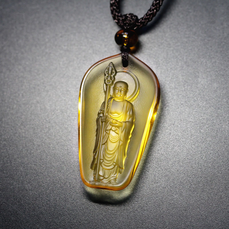 Ksitigarbha mystic zen Liuli Crystal Serenity Amulet Necklace Pendant