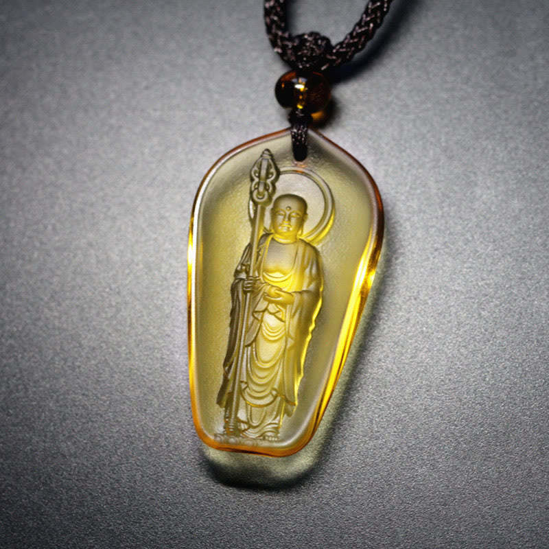 Ksitigarbha mystic zen Liuli Crystal Serenity Amulet Necklace Pendant