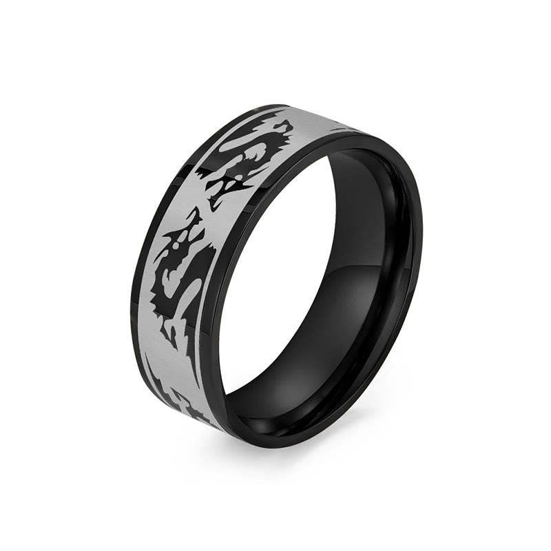 Dragon Carved Protection Strength Titanium Steel Ring