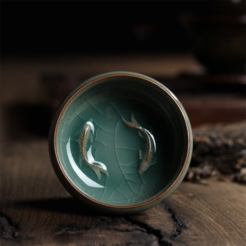 Colorful Koi Fish Ceramic Teacup Kung Fu Tea Cup Bowl