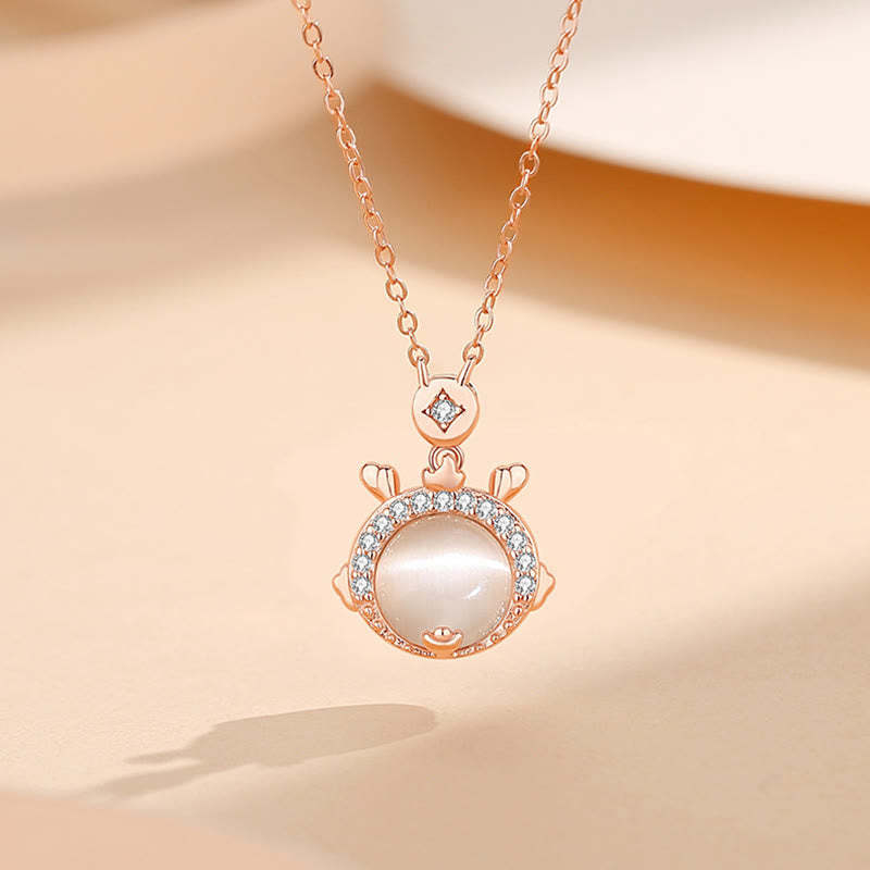 925 Sterling Silver Year of the Dragon Cat's Eye Cute Dragon Copper Coin Protection Bracelet Necklace Pendant Earrings (Extra 30% Off | USE CODE: FS30)