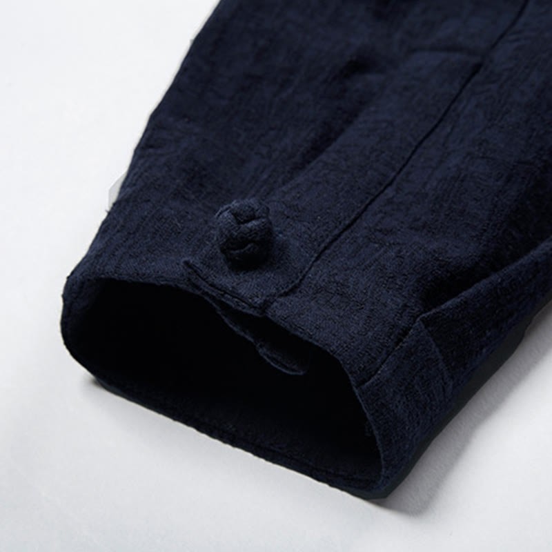 Solid Color Chinese Tang Suit Cotton Linen Jacket Men Clothing