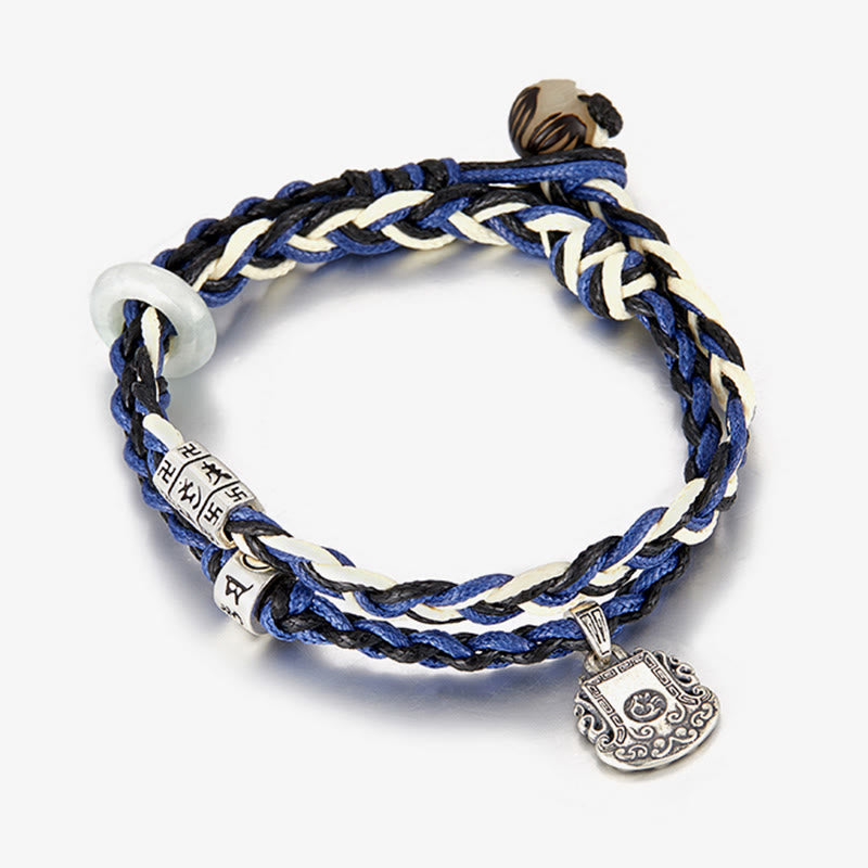 925 Sterling Silver Om Mani Padme Hum Swastika Handmade Protection Bracelet