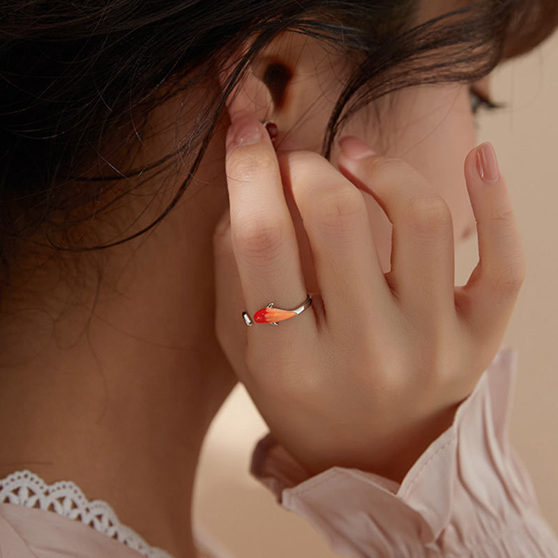 Koi Fish Copper Balance Luck Adjustable Ring