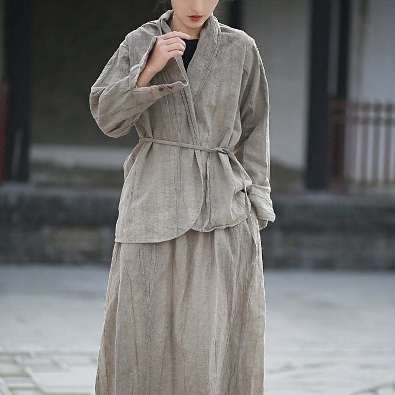 Solid Color Tie Dye Long Sleeve Zen Meditation Open Front Jacket