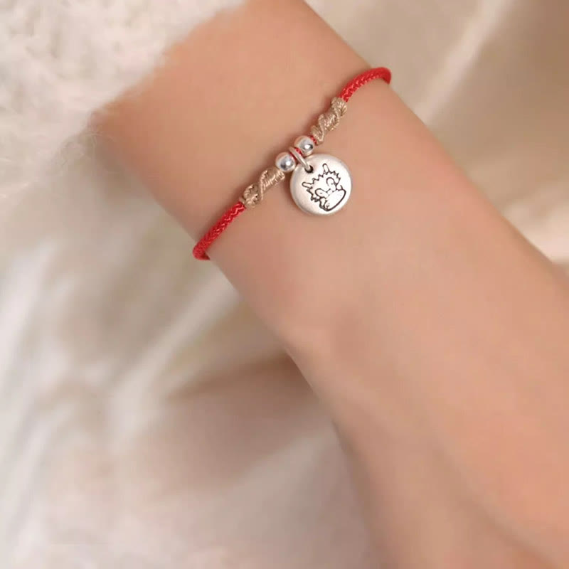 Handmade 999 Sterling Silver Year of the Dragon Cute Chinese Zodiac Luck Braided Bracelet (Extra 30% Off | USE CODE: FS30)