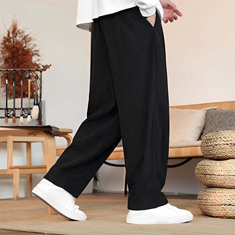Fall Winter Men's Drawstring Corduroy Solid Pants With Pockets