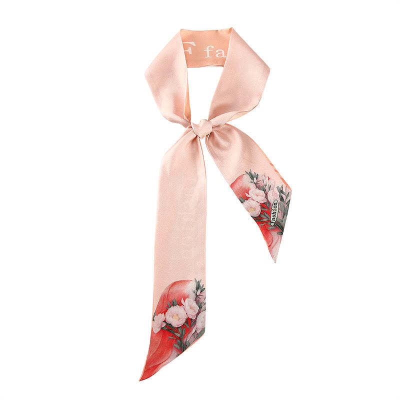 Dunhuang Frescoes Mountains Sunset Floral Pattern 100% Mulberry Twilly Silk Neck Hair Scarf