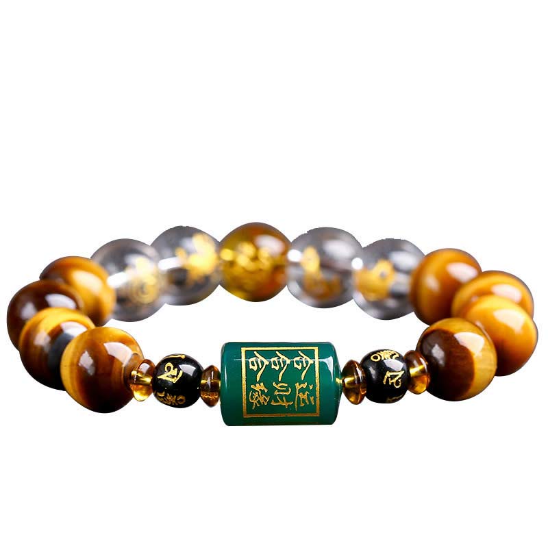 Chinese Zodiac Tiger Eye White Crystal Courage Bracelet