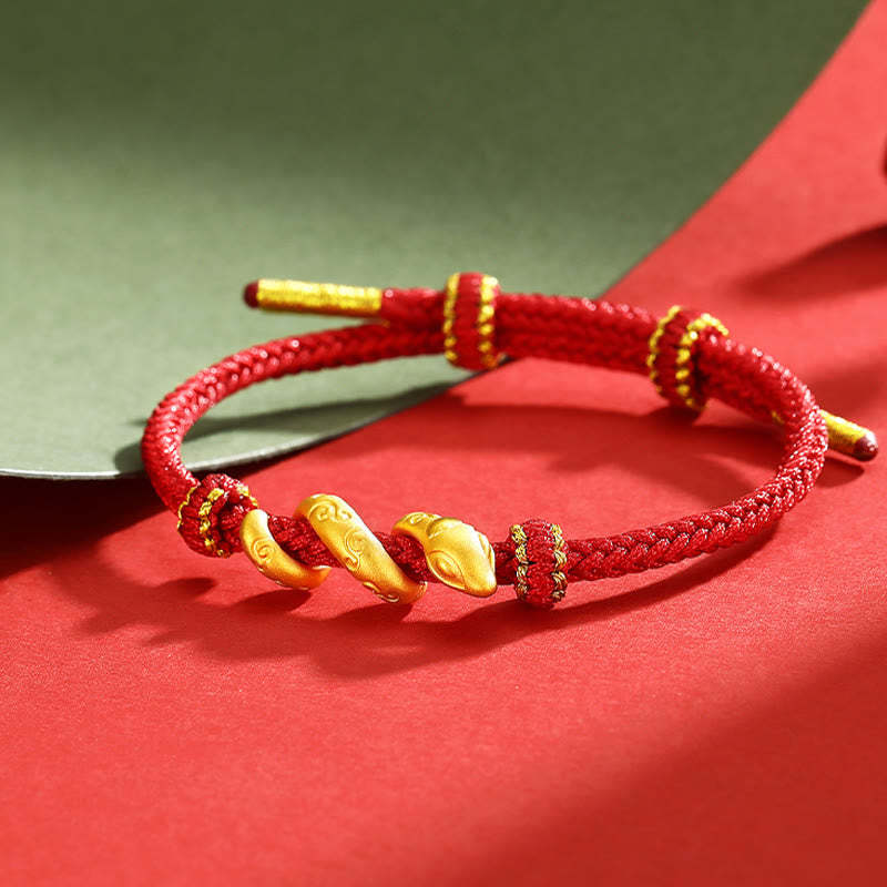 999 Gold Red String Year Of The Snake Protection Bracelet