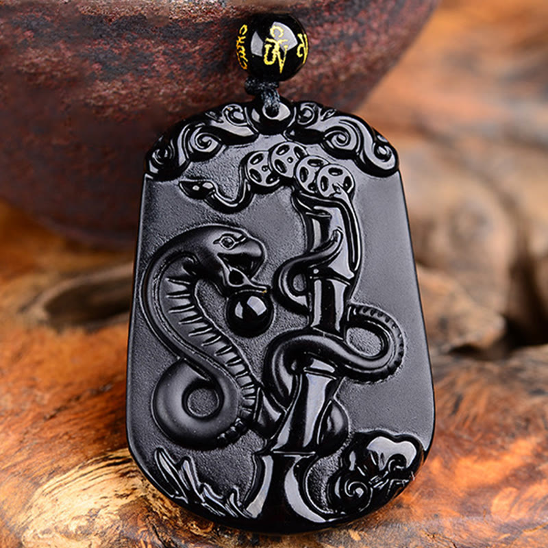 Chinese Zodiac Obsidian Purification Fulfilment Necklace Pendant