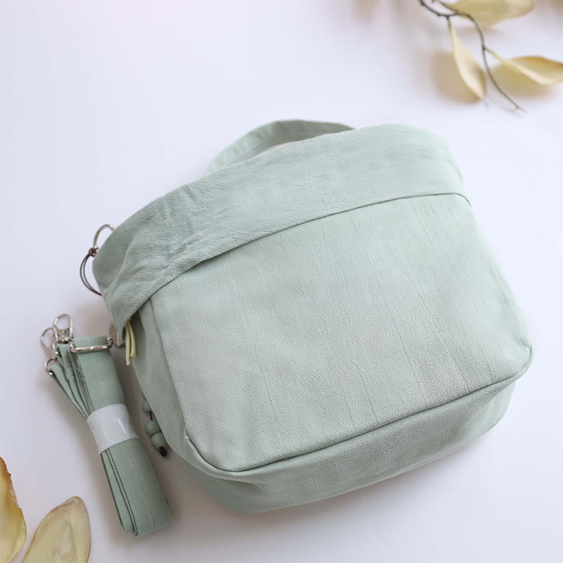 Suzhou Embroidery Lotus Epiphyllum Magnolia Cotton Linen Tote Crossbody Bag Shoulder Bag Handbag