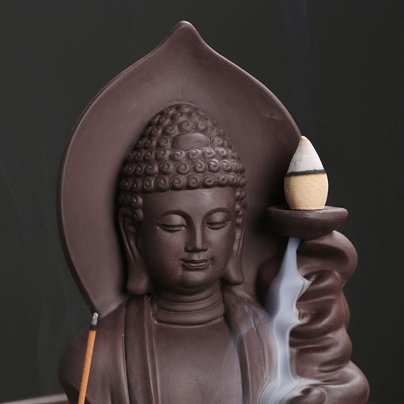 Tibetan Avalokitesvara mystic zen Lotus Healing Backflow Smoke Fountain Incense Burner