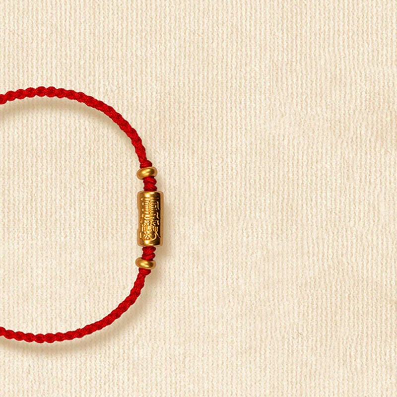 999 Gold Good Luck Amulet Carved Design Handmade Strength?Braided Rope Bracelet