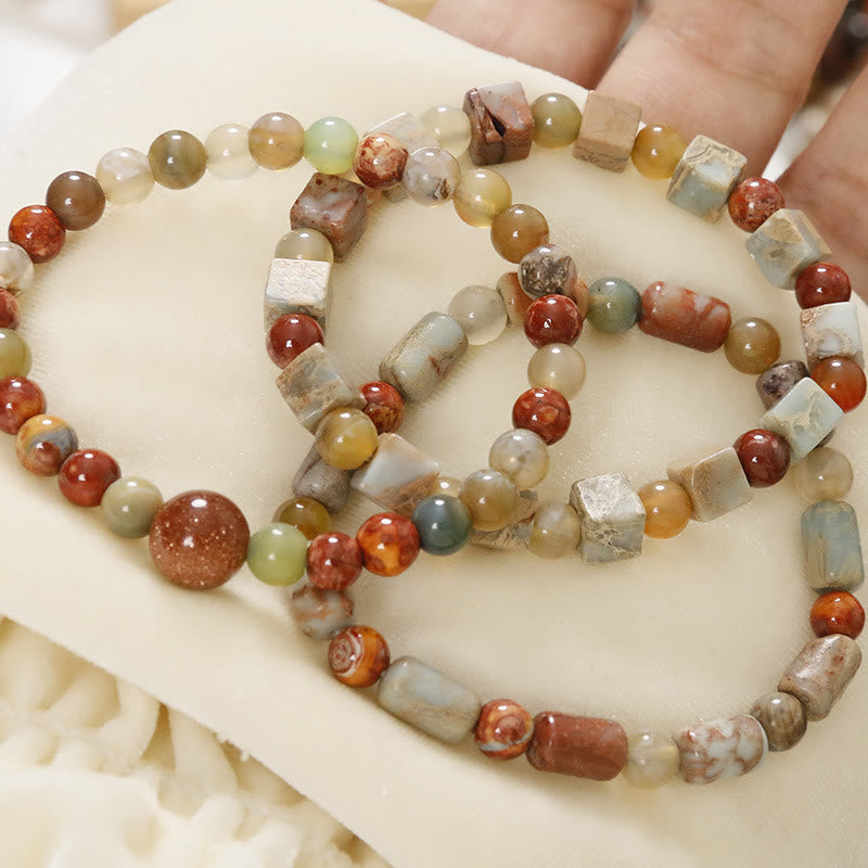 Natural Stone Sea Sediment Jasper Agate Protection Bracelet