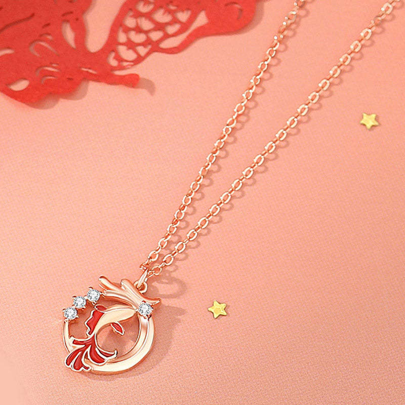 925 Sterling Silver Year Of The Dragon Koi Fish Fu Character Luck Necklace Pendant Bracelet