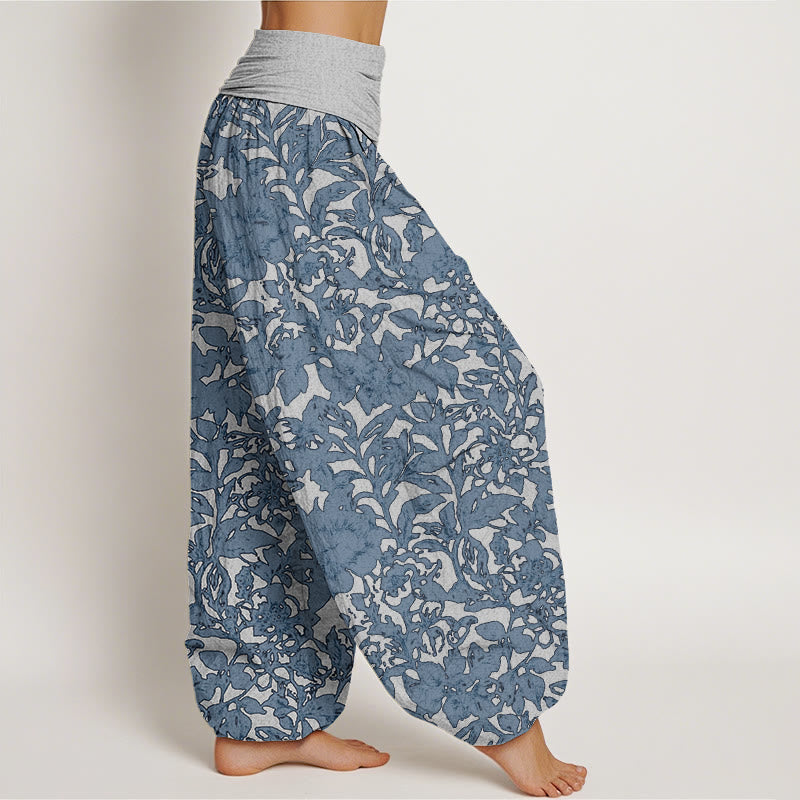 Rose Flowers Totem Pattern Women's Elastic Waist Harem Pants