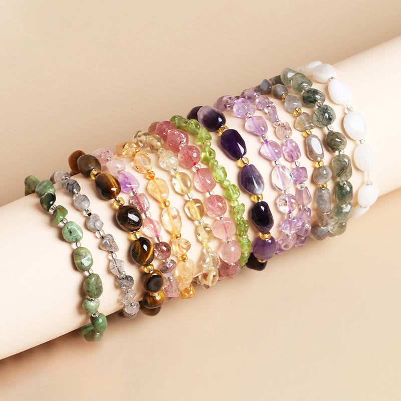 Natural Irregular Shape Stone Crystal Meditation Balance Bracelet