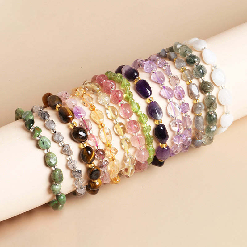 Natural Irregular Shape Stone Crystal Meditation Balance Bracelet