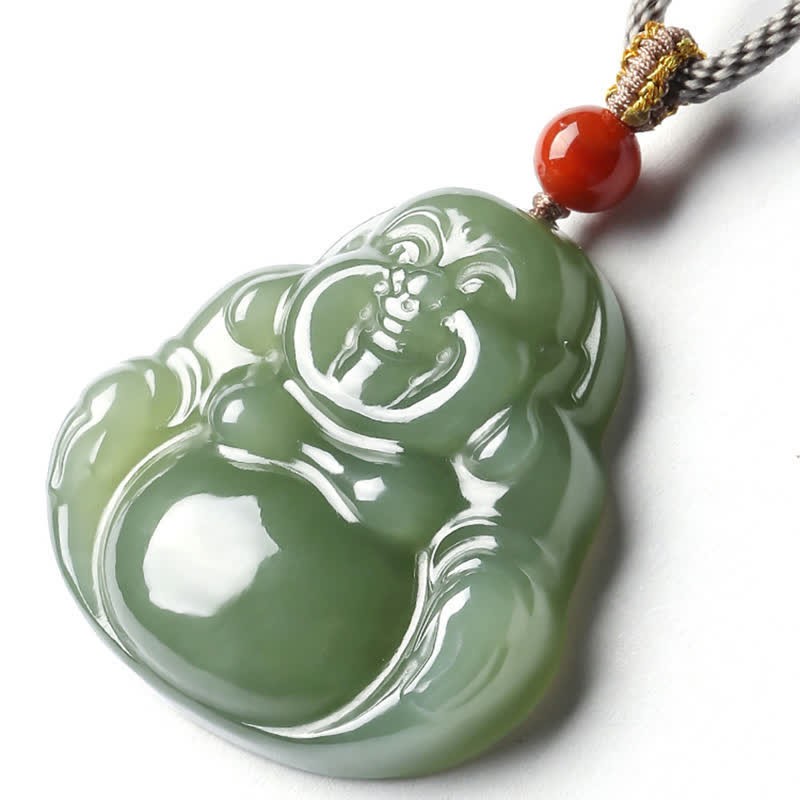 Laughing mystic zen Hetian Jade Abundance Necklace String Pendant