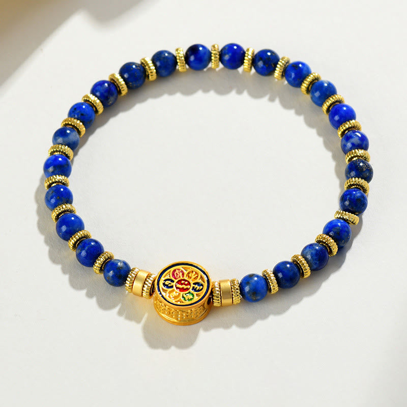 Natural Lazurite Om Mani Padme Hum Bead Balance Bracelet