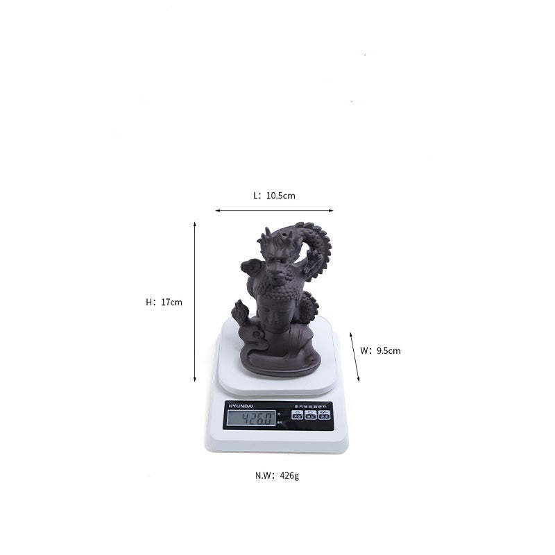Dragon mystic zen Auspicious Clouds Purple Clay Healing Incense Burner Decoration