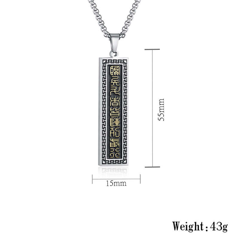 The Nine-word Mantra Titanium Steel Bagua Yin Yang Balance Necklace Pendant