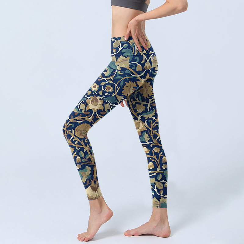 Interconnected Lotus Flowers Pattern Gym Leggings Women's Yoga Pants