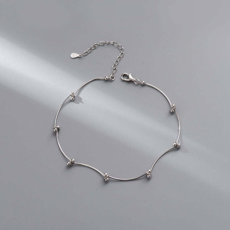 925 Sterling Silver Simple Wave Shape Protection Anklet