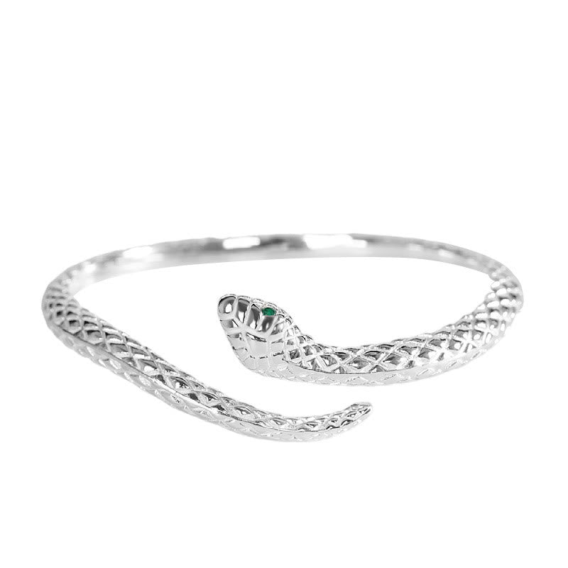 999 Sterling Silver Year Of The Snake Protection Cuff Bracelet Bangle