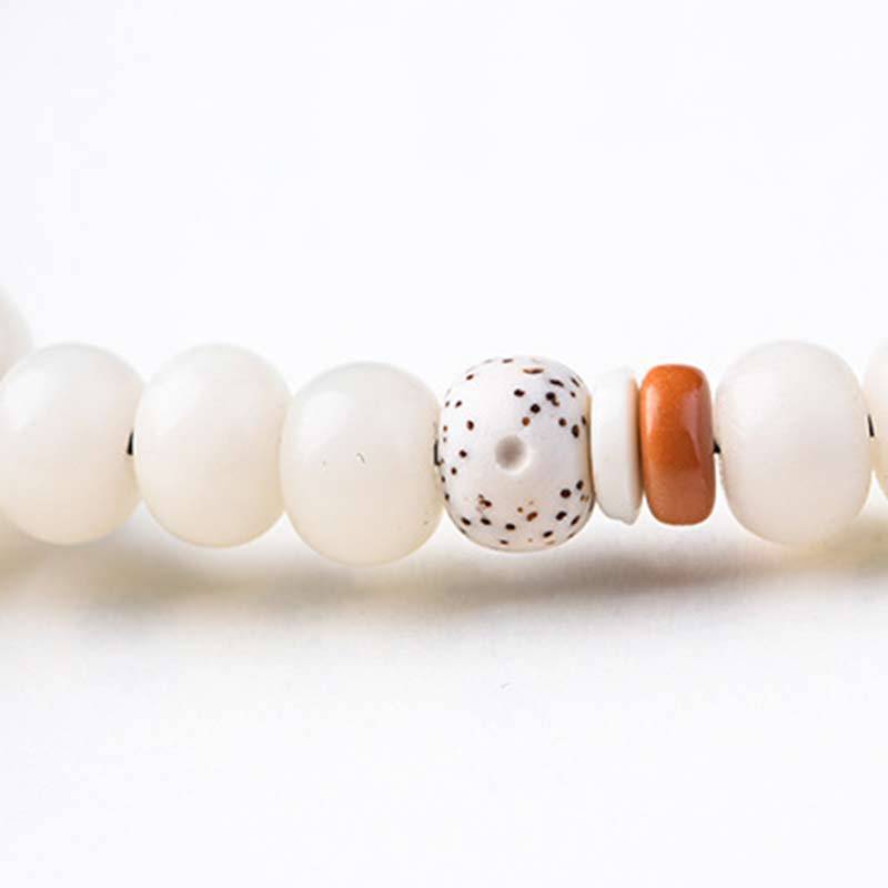 Tibetan White Jade Bodhi Lotus Blessing Bracelet
