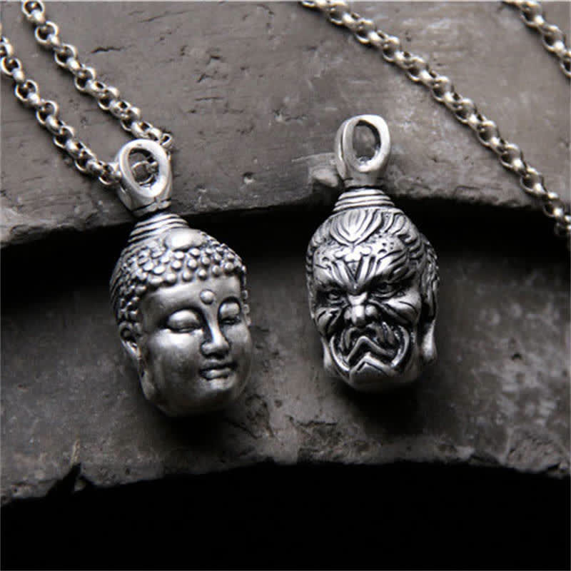 999 Sterling Silver mystic zen Demon Serenity Necklace Pendant