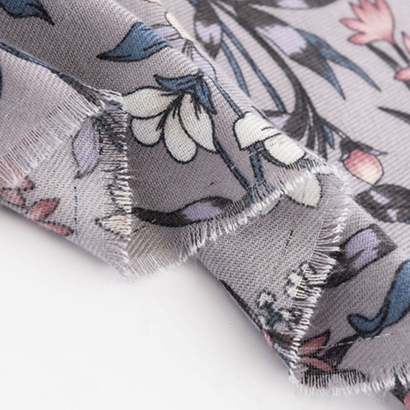 Tibetan Shawl Retro Blooming Camellia Japonica Print Fall Winter Soft Warm Scarf Wrap