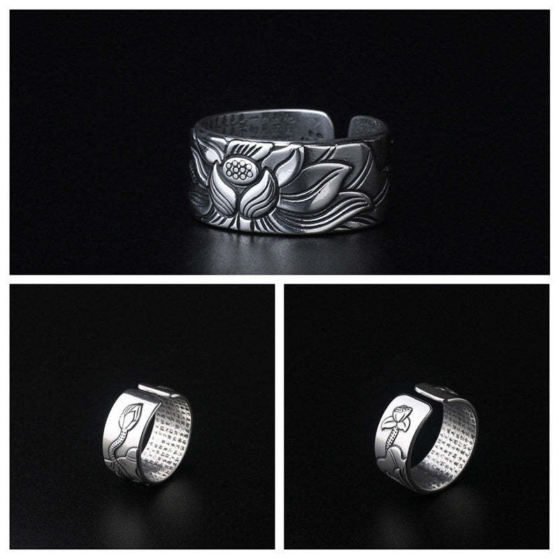 Tibetan Lotus White Copper Enlightenment Ring