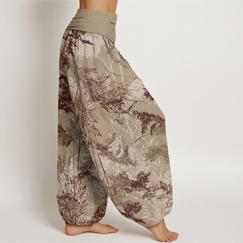Leaves Branches Design Women's Elastic Waist Harem Pants