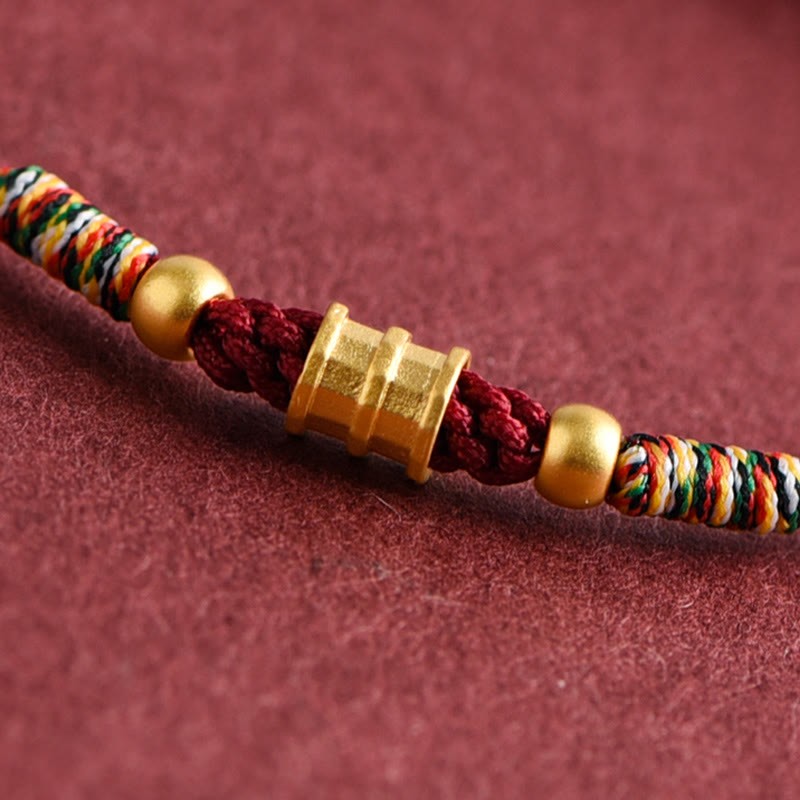 999 Gold Small Bucket Shape Design Handmade Luck?Braided Rope Bracelet Anklet