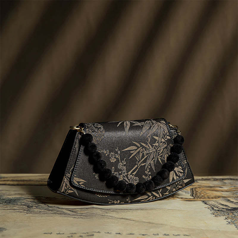 Plum Bamboo Bead Chain Xiangyunsha Silk Crossbody Bag Shoulder Bag