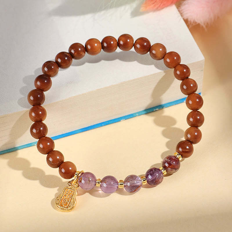 Green Phantom Citrine Rutilated Quartz Super Seven Crystal Confidence Bracelet